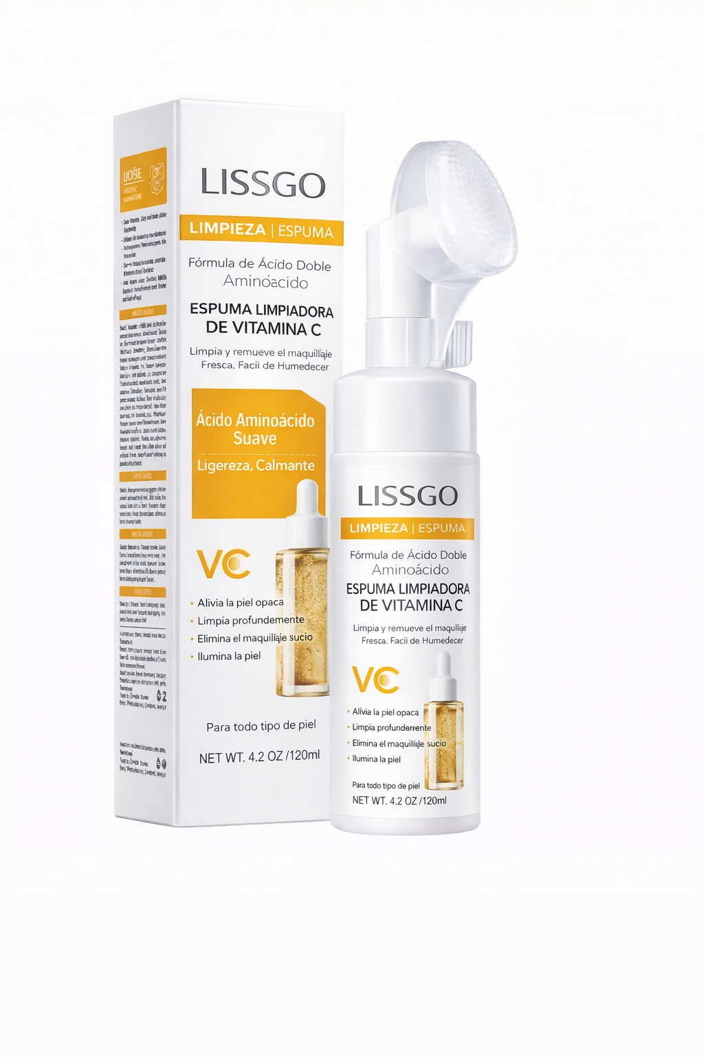 ESPUMA LIMPIADORA VITAMINA C CON CEPILLO INTEGRADO LissGo™