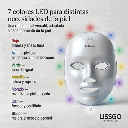 Máscara Facial LED 7 en 1 Rejuvenecedora